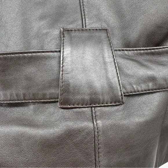 Maison 123 Paris Genuine Leather Brown Blazer Jacket Large - Picture 8 of 9